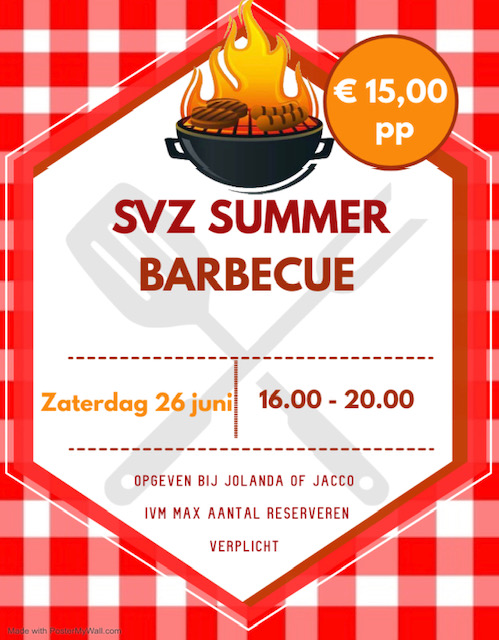 SVZ Summer Barbecue op zaterdag 26 juni