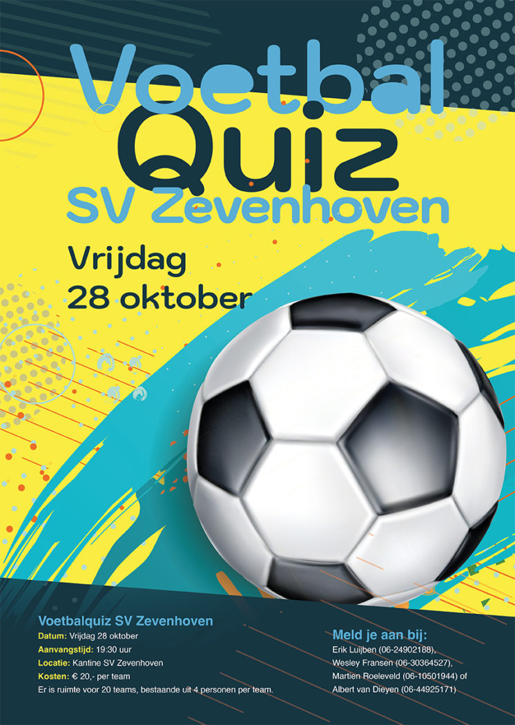 Voetbalquiz SV Zevenhoven op vrijdag 28 oktober