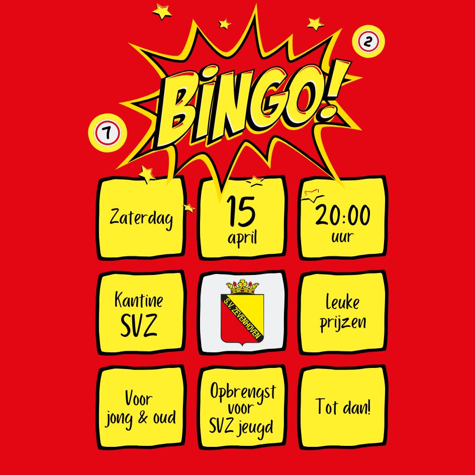 Bingo op zaterdag 15 april