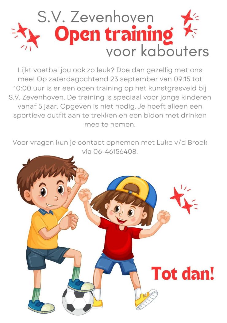 23 september Open Training voor Kabouters